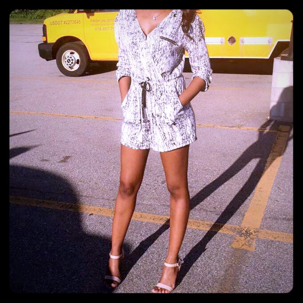 Black & White Mid Sleeve Romper